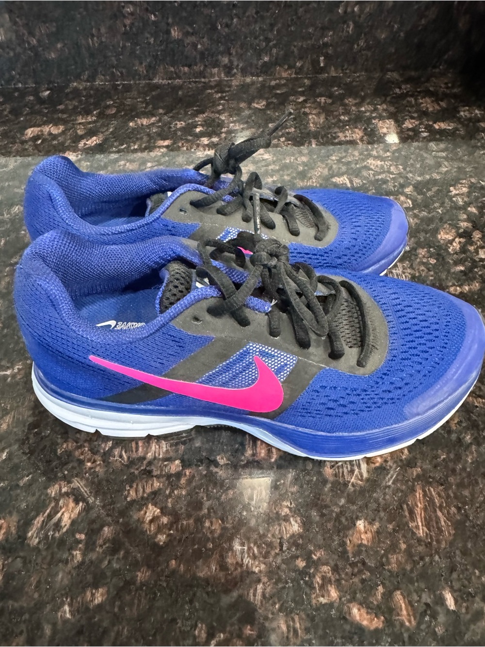 Nike Women's Royal Blue Athletic Sneakers with Pink Swoosh